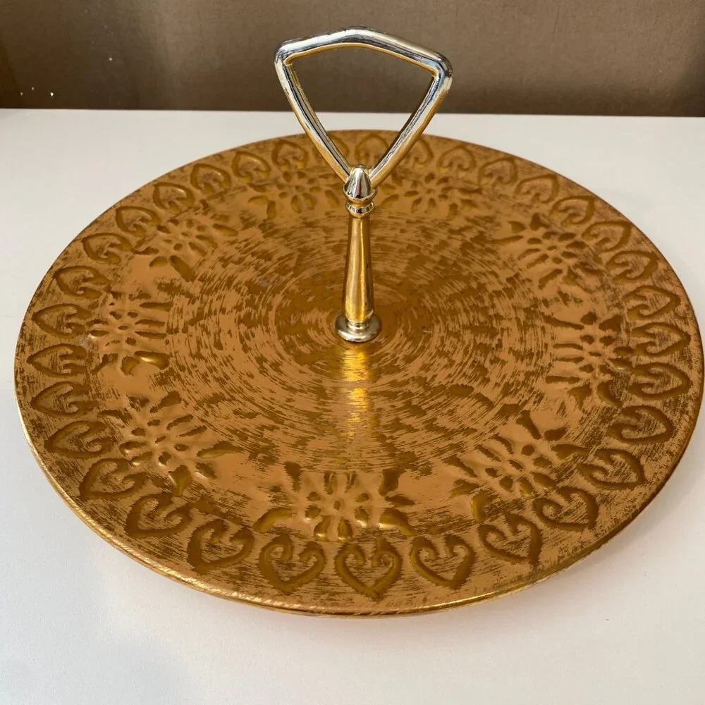 Vtg. Stangl Granada Gold Mid Century Hand Painted Serving Tray 10